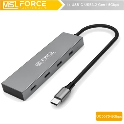 4 prievadų USB C HUB, išplėskite „Thunderbolt 3/4“ į USB C HUB, 5 Gbps greičiu